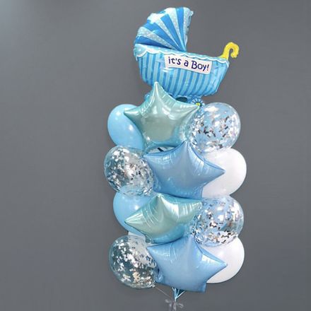 Шарики на рождение сына: фигурка люлька, звезды, шарики