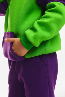 Дитячий спортивний утеплений костюм Kindamor Active Heat Purple/Green, фліс для хлопчика