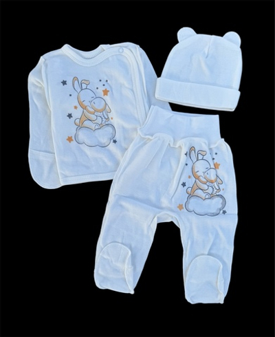 Комплект 3в1: сорочечка, повзунки, шапочка "Зайчики", інтерлок ТМ “UA” (56 см)