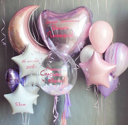 Кульки на виписку в рожевих відтінках донечці