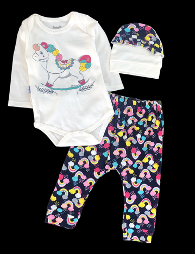 Костюм 3в1: боді з довгим рукавом, штани, шапочка, бавовна ТМ "MiniWorld"