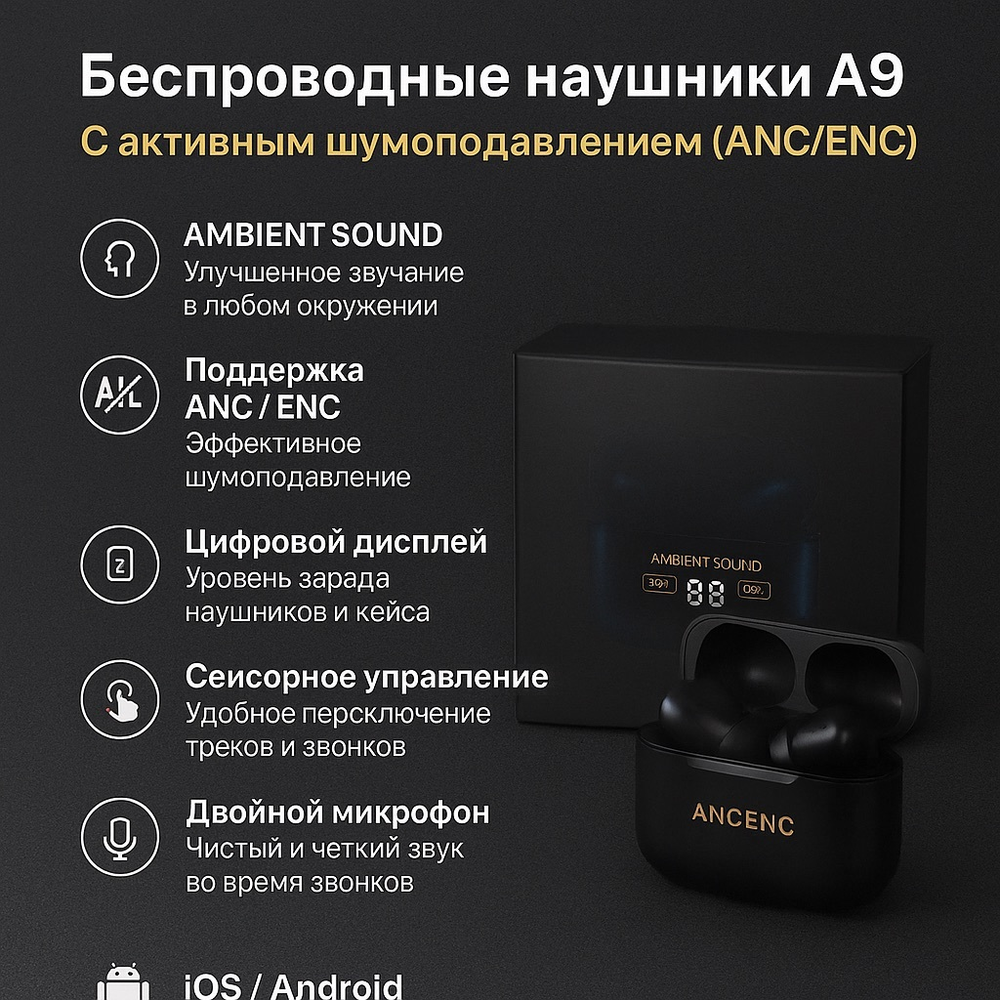 Беспроводные наушники A9 с шумоподавлением