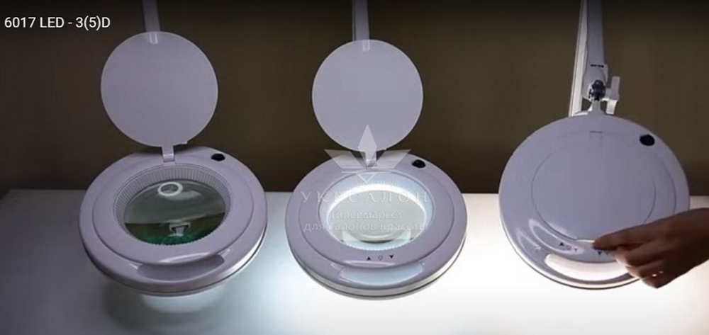 Лампа-лупа 6017H LED-3 (5) с регулировкой яркости, белый холодный и теплый свет 1-12W