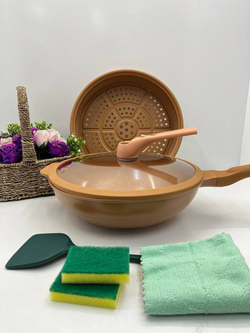 Антипригарная сковородка и лист мантоварки 2в1