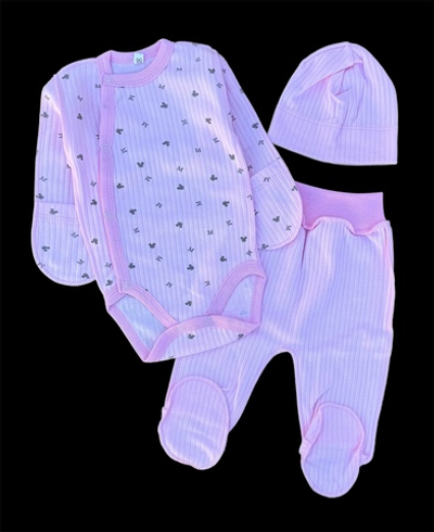 Комплект 3в1: боді з довгим рукавом, повзунки, шапочка "М", мустанг (трикотаж рубчик) ТМ "Ua" (56 см)