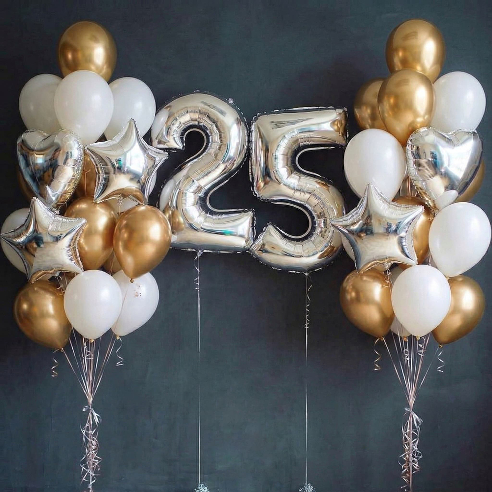 Кульки на день народження: цифри, золото та срібло хром