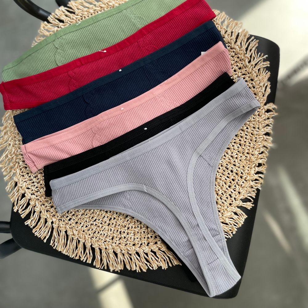 Стрінги в рубчик з вставками спереду