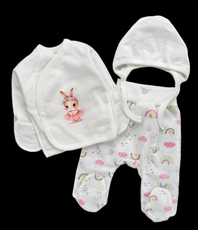 Комплект 3в1: льоля, повзунки, шапочка "Зайченя", футер ТМ “Happy ТОТ” (56 см)
