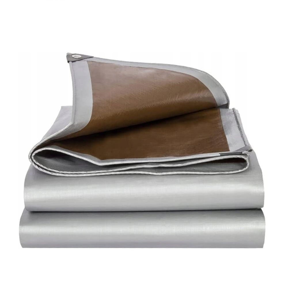 Тент 5х6 от дождя и снега 210г./м2 (серый/коричневый). Усиленные края.