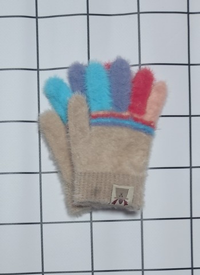 Рукавички (перчатки) "Смугасті пальчики", пряжа мінк (4-6 років)