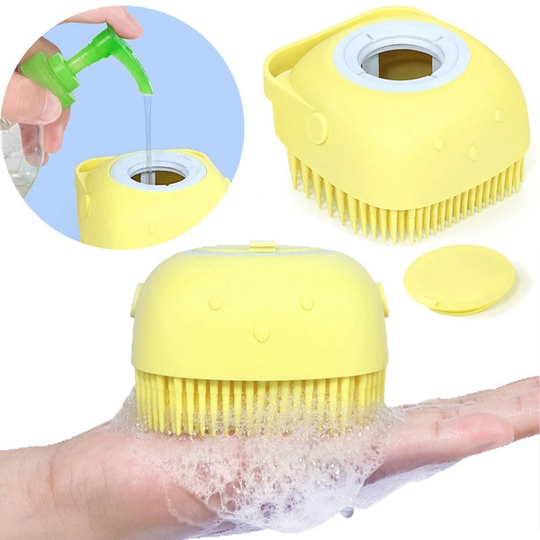 Силиконовая массажная щетка мочалка для ванны Silicone Massage Bath Brush Желтая