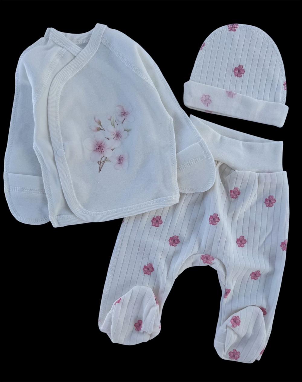 Комплект 3в1: льоля, повзунки, шапочка "Весна", інтерлок, трикотаж рубчик ТМ “Happy ТoТ” (56 см)