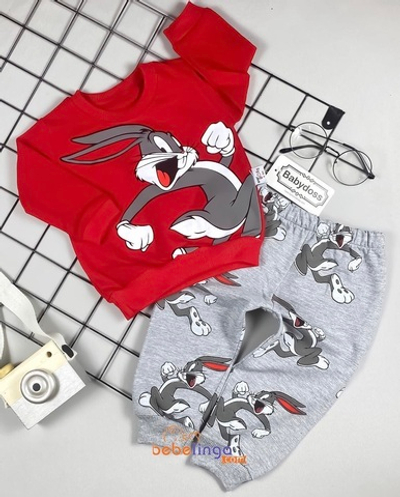 Костюм 2в1: світшот, штани "Багз Банні",  двунитка (80 см)