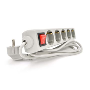 Мережевий подовжувач RITAR G545CU, 10А 220В, 5 розеток, 4,5 м, перетин 3х0,75мм CU, сірий RT-G545-CU