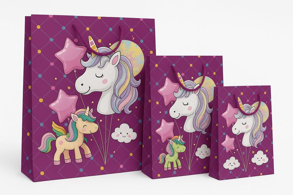 Набор подарочных пакетов с единорогами