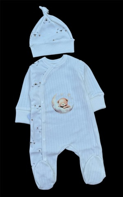 Чоловічок із шапочкою "Ведмежа", бавовна рубчик ТМ "Happy ТОТ" (62 см)