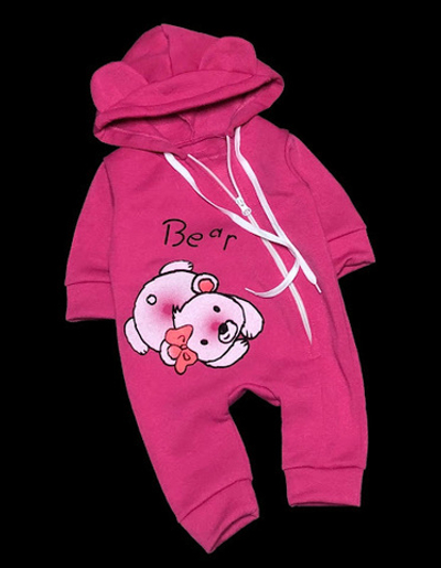 Комбінезон (ромпер) з капюшоном «Ведмедик», трьохнитка з начосом ТМ "Ua" 62-68 см