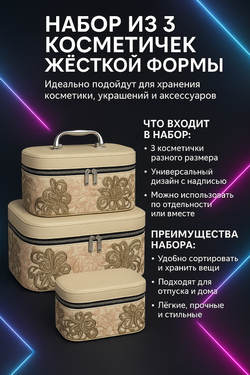 Набор из 3 косметичек жёсткой формы
