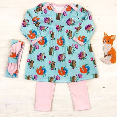 Костюм 3в1: сукня, лосини, повязка "Принт", бавовна ТМ "Cool" (74 см)