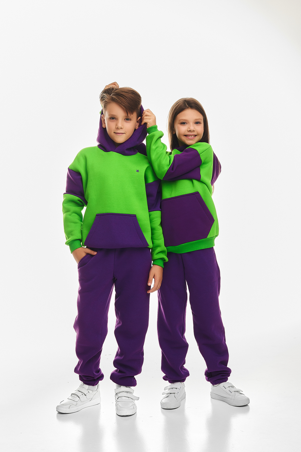 Дитячий спортивний утеплений костюм Kindamor Active Heat Purple/Green, фліс для хлопчика