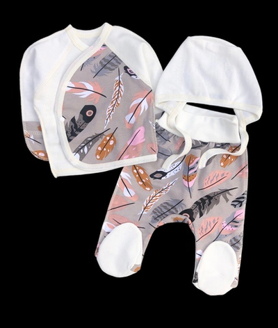 Комплект 3в1: льоля, повзунки, шапочка "Принт", футер ТМ “Happy ТОТ” (56 см)