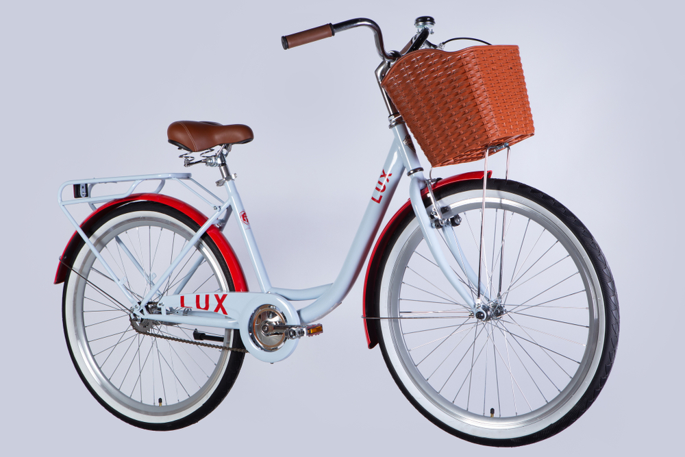 Велосипед городской 26 дюймов Dorozhnik Lux Velosteel 2025 с корзиной и багажником, рама 17"