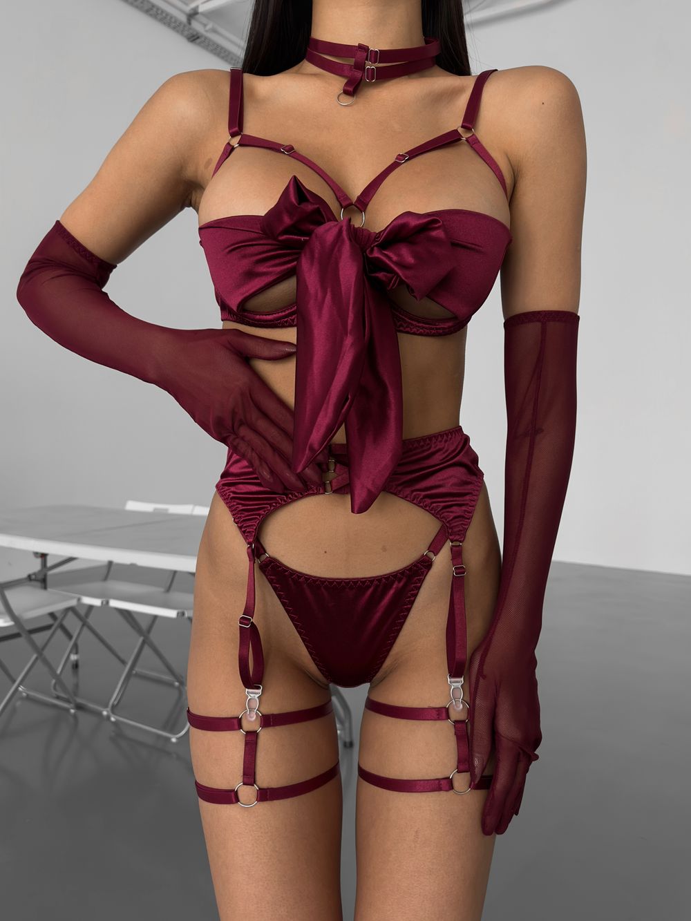 Комплект з бантом (рукавички у подарунок)