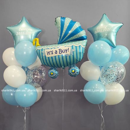 Шарики на выписку из роддома мальчика — 21 шарик