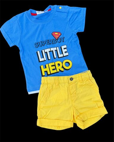 Костюм 2в1: шорти, футболка "Little Hero", бавовна, котон ТМ "H&M", "TVM" (80 см)