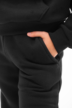 Дитячий спортивний утеплений костюм Kindamor Warm Autumn Black для дівчинки, фліс чорний