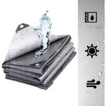 Тент 8х10 от дождя и снега 200г./м2 (серый) тарпаулиновый. Усиленные края.