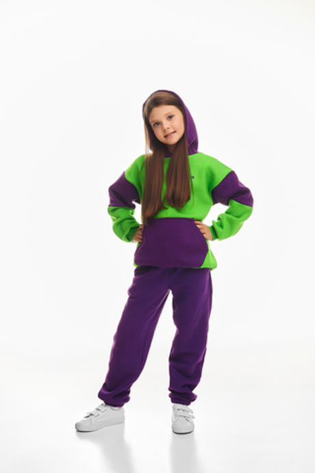 Дитячий спортивний утеплений костюм Kindamor Active Heat Purple/Green, фліс для дівчинки
