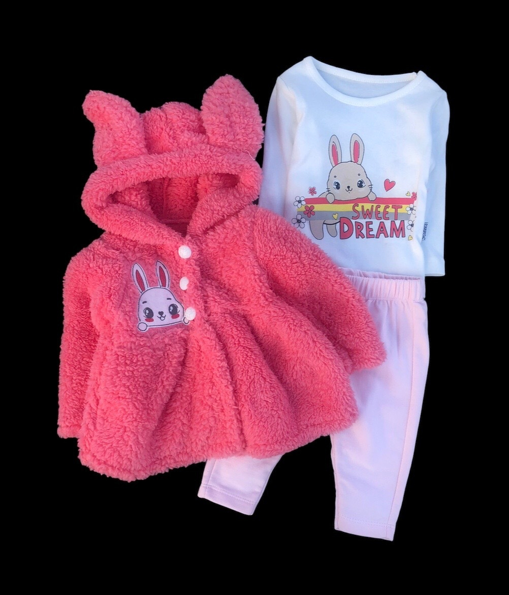 Костюм 3в1: куртка, штани, реглан "Sweet Dream", двунитка з начосом, бавовна, махра ТМ "Kidex's"