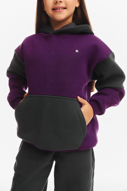Дитячий спортивний утеплений костюм Kindamor Active Heat Grey/Purple, фліс для дівчинки