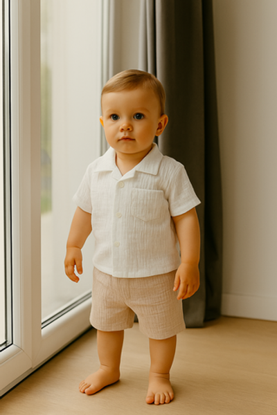 Костюм 2в1: теніска, шорти "Капучіно", муслін ТМ "Happy ToT"