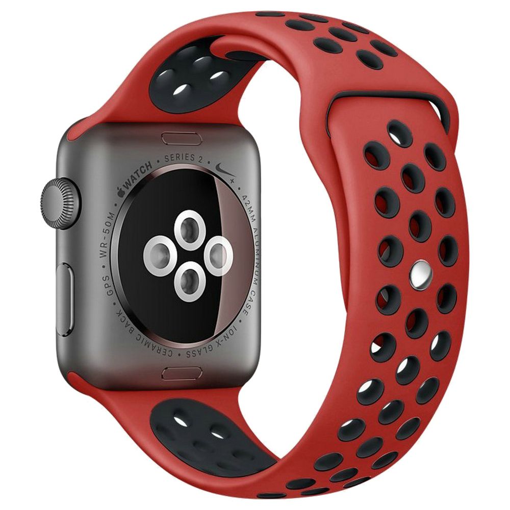 Ремешок Apple watch 42/44mm Sport Nike /red black/ красный черный