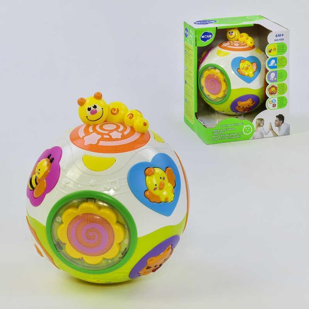 Развивающая игрушка Веселый шар 938 (12/2) &quot;Hola&quot; вращается, световые и звуковые эффекты, англ. озвучивание, в коробке