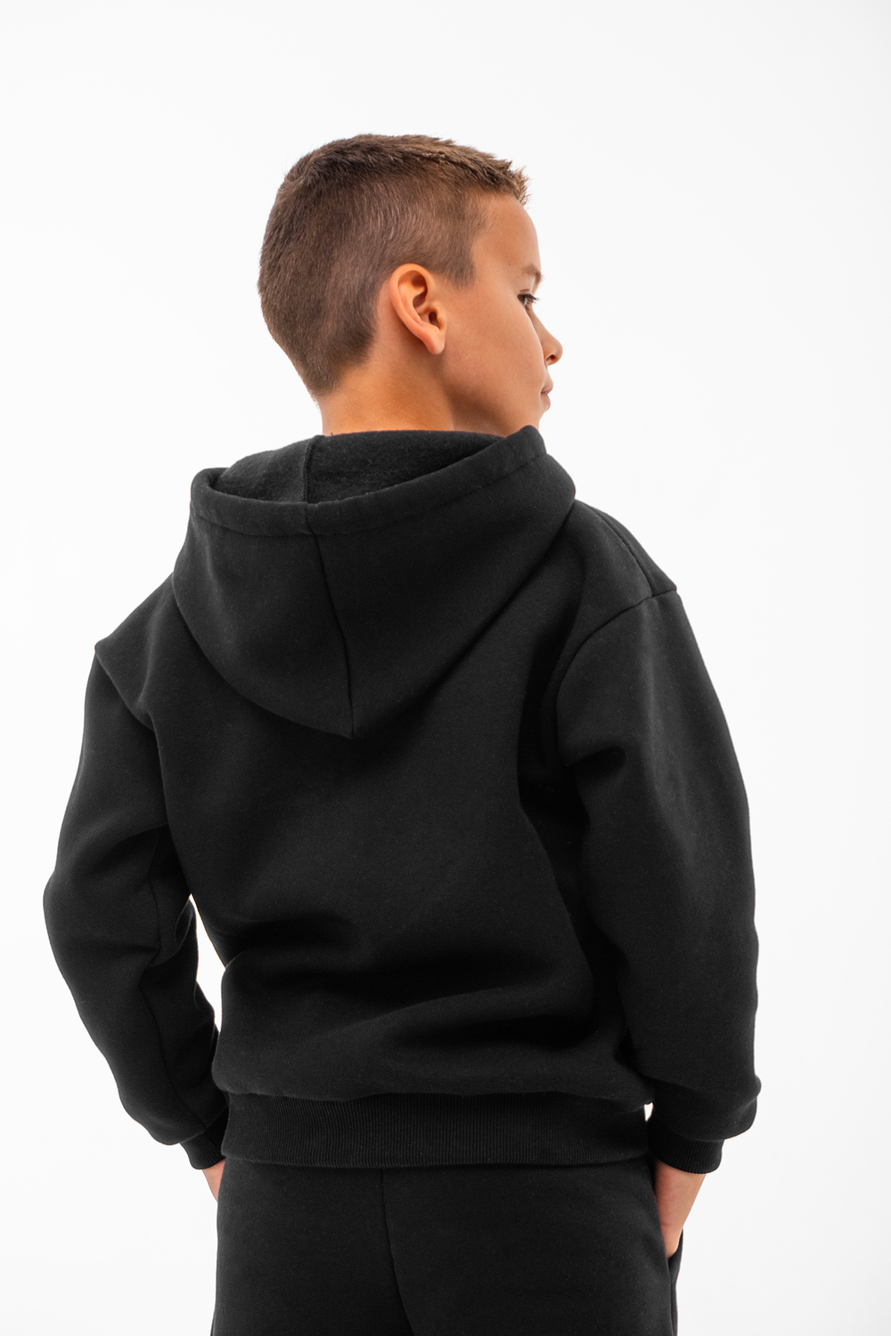 Дитячий спортивний утеплений костюм Kindamor Warm Autumn Black для хлопчика, фліс чорний