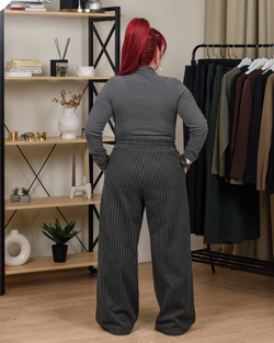 Брюки жіночі кашемір темно-сірого кольору в смужку (арт. 2852500701)