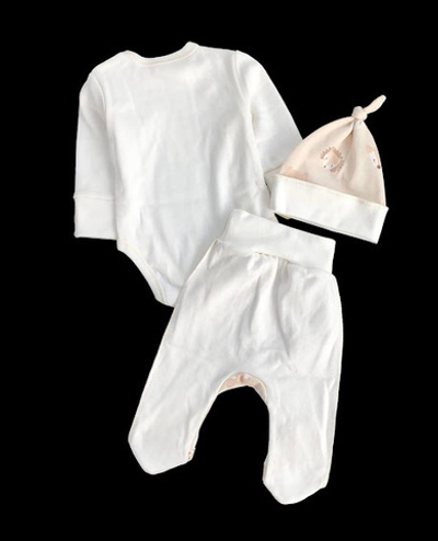 Комплект 3в1: боді з довгим рукавом, повзунки, шапочка "Принт", інтерлок ТМ "Happy ToT"