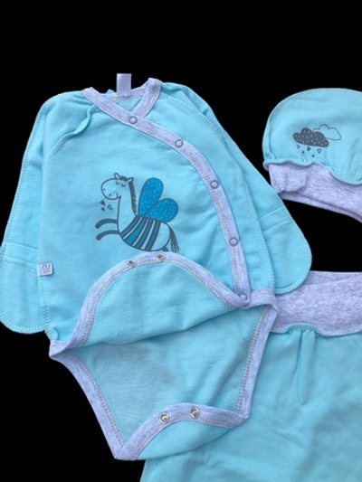 Комплект 3в1: боді з довгим рукавом, повзунки, шапочка "Конячка з крилами", ТМ "Sweet Mario" (62 см)