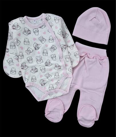 Комплект 3в1: боді з довгим рукавом, шапочка, повзуни "Кицюня", футер ТМ “UA” (56 см)