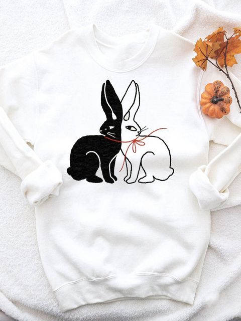 Світшот жіночий білий Rabbits Yin-Yang Love&Live