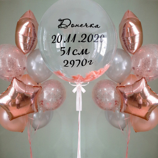 Кульки на виписку дівчинки: ім'я, дата, зріст, вага