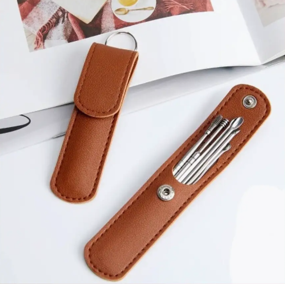 Набор инструментов (6шт) для чистки ушей из медицинской нержавеющей стали (коричневый)