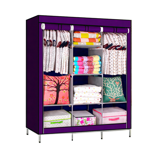 Велика каркасна шафа, тканинна шафа Storage Wardrobe 88130 Фіолетовий (N-14)