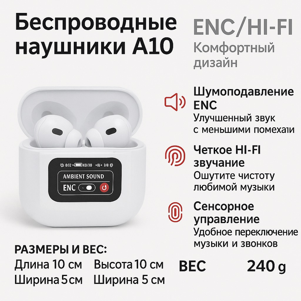 Беспроводные наушники A10 ENC/HI-FI