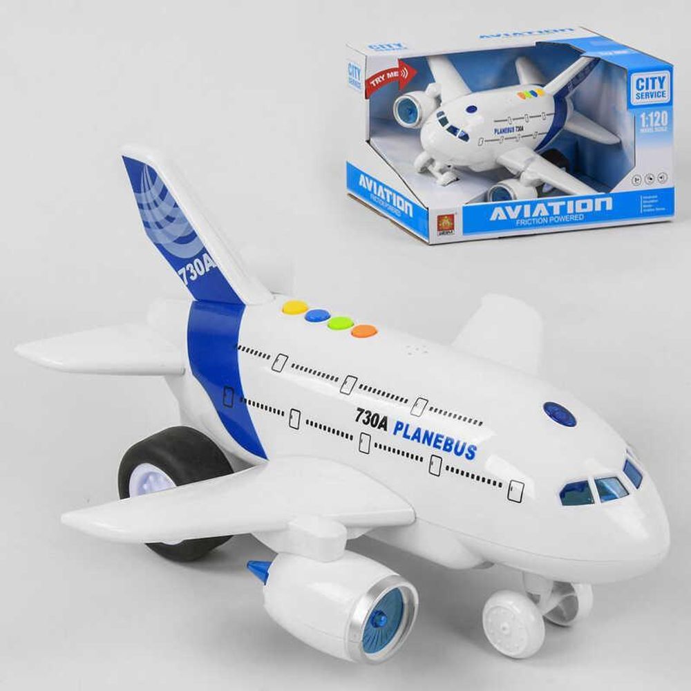 Детский игрушечный самолёт WY 730 А (12) свет, звук, инерционный, фразы на английском языке, на батарейках, в коробке