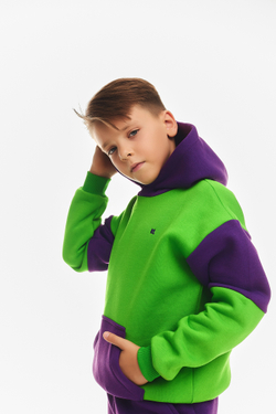 Дитячий спортивний утеплений костюм Kindamor Active Heat Purple/Green, фліс для хлопчика