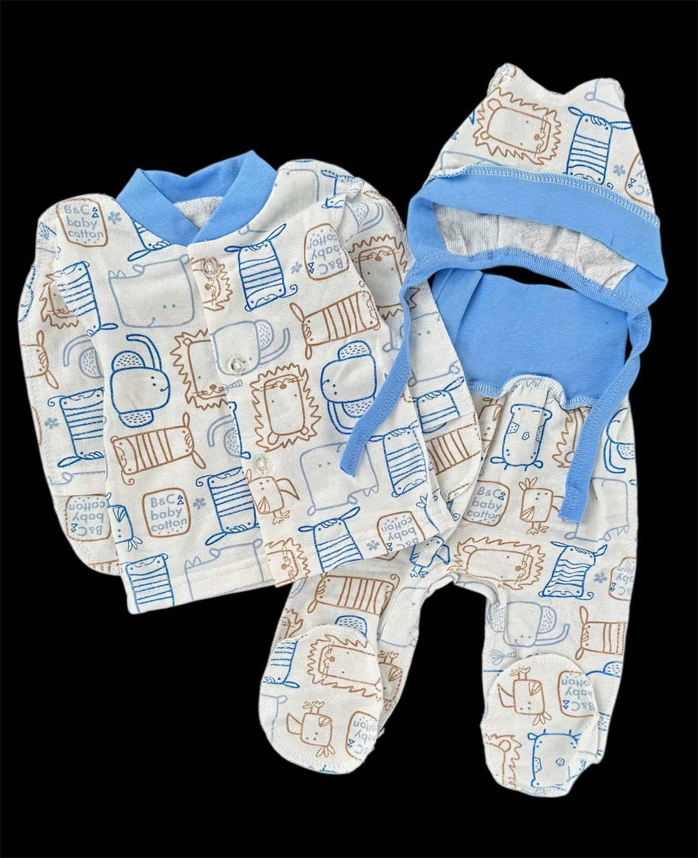 Комплект 3в1: кофта, повзунки, шапочка "Малятко", футер ТМ “Пташка”